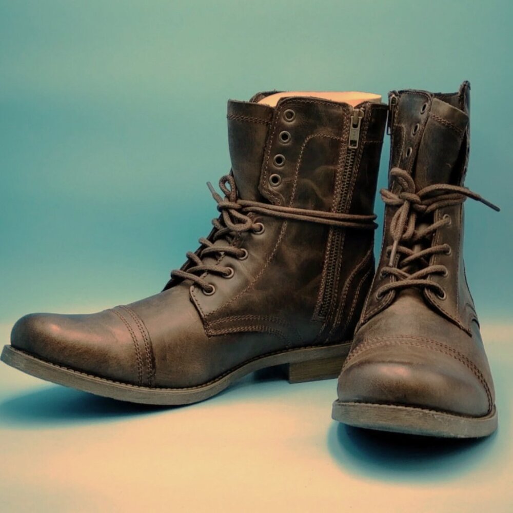 NIB Steve Madden Men's Genuine Leather Combat Boots, 11.5 Wide